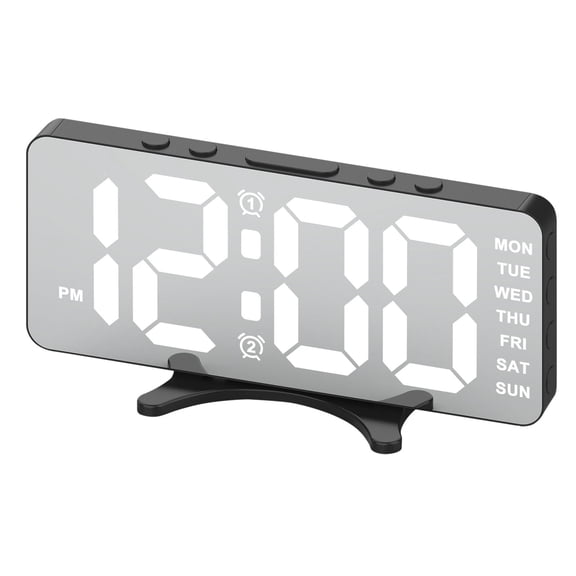 YMMB Digital Alarm Clock for Bedroom, Easy Setup Dimmable Dual Desk Clock with Large Numbers, Power-Off Memory Bedside Clock with 5 Alarm Modes, LED Loud Clocks for Heavy Sleepers, A
