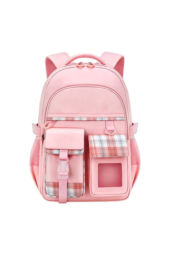 Lightweight Travel Daypack for Women, Multi-Pocket Theme Park Backpack, Water-Resistant Casual Overnight Bag for Weekend Getaways, Light Pink