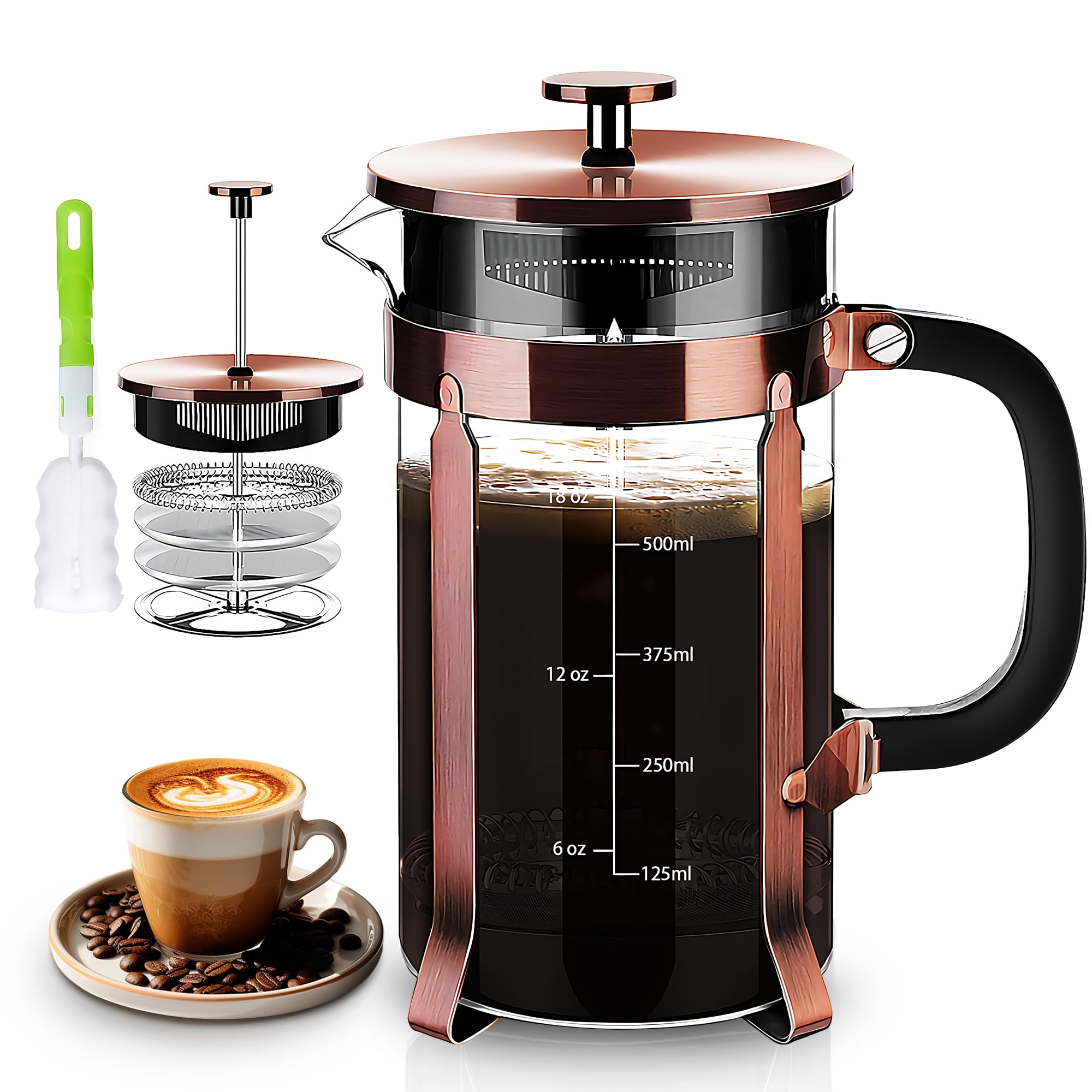 YMMIND 4-Cup Heat Resistant Stainless Steel French Press Coffee Maker