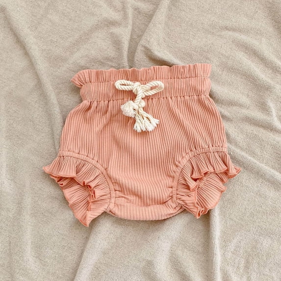 YMNXA Baby Toddler Girls Boys Knit Shorts Drawstring Elastic Waist Solid Color Comfortable Soft Shorts For Casual Daily Wear,Light Pink,9-12 Months