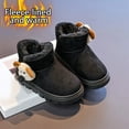 thumbnail image 1 of YMNXA Big Boys Girls Booties Non Slip Solid Color Cartoon Detail Soft Sole Plush Warm Comfortable Shoes For Daily Wear Black 3-4 Years, 1 of 9