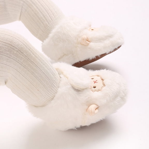 YMNXA Big Boys Girls Fuzzy Boots Cartoon Design Non Slip Soft Sole Thickened Warm Soft Shoes For Indoor Outdoor Daily Wear White 0-6 Months