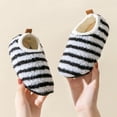 thumbnail image 1 of YMNXA Big Boys Girls Slippers Non Slip Soft Sole Striped Print Plush Warm Fashion Comfortable Shoes For Daily Wear White 30, 1 of 5