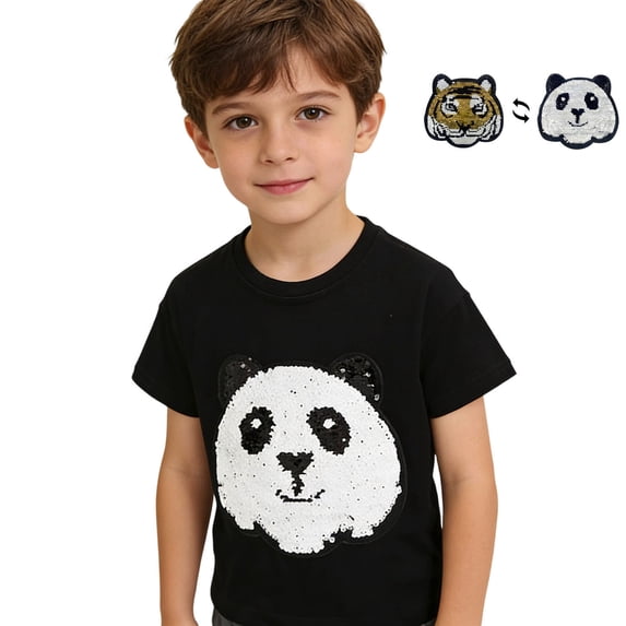 YMNXA Big Boys Girls T Shirts Short Sleeve Round Neck Cartoon Animal Print Comfortable Breathable Top For Daily Wear Black 2-3 Years