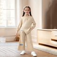 thumbnail image 1 of YMNXA Big Child Girls Casual Outfit Letter Patchwork Hem Knit Top And Pants Two Piece Comfy Fashion Sets For Daily Wear Khaki 3-4 Years, 1 of 6