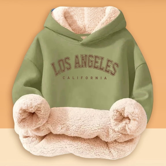 YMNXA Big Girls Boys Hoodies Long Sleeve Letter Print Plush Warm Thickened Comfortable Sweatshirt For Daily Wear Gn2 3-4 Years