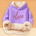 thumbnail image 1 of YMNXA Big Girls Boys Hoodies Long Sleeve Letter Print Plush Warm Thickened Comfortable Sweatshirt For Daily Wear Purple 3-4 Years, 1 of 5