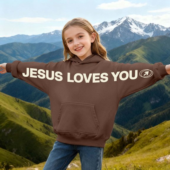 YMNXA Big Girls Boys Hoodies With Pocket Long Sleeve Letter Print Loose Soft Comfortable Sweatshirt For Daily Wear Brown 13-14 Years