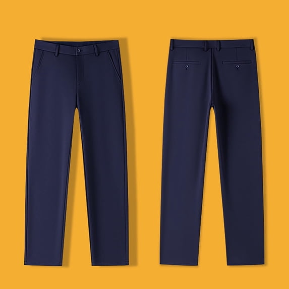 YMNXA Big Kids Boys Formal Dress Pants High Waist Straight Fit Solid Color Comfortable Fashion Trousers With Pockets For School Wear,Navy,8-9 Years