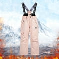 thumbnail image 1 of YMNXA Big Kids Boys Girls Adjustable Strap Thermal Bib Pants With Knee Solid Color Thickened Warm Overalls For Outdoor Outdoor Activities And Skiing Pink 14-15 Years, 1 of 3