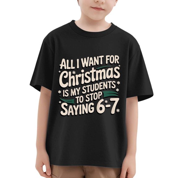 YMNXA Big Kids Boys Girls T Shirt Short Sleeve Round Neck Letter Print Soft Stylish Tee Top For Casual Daily Wear And School Black 12-13 Years