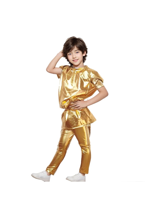 Big Kids Boys Girls Top Sleeveless Solid Color Stylish Stretch Fit Tee For Performance Gold 9-10 Years