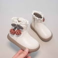 thumbnail image 1 of YMNXA Big Kids Girls Boots Cherry Design Side Zipper Lace Trim Non Slip Soft Sole Plush Warm Comfortable Shoes For Daily Wear White 2.5-3 Years, 1 of 9