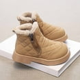 thumbnail image 1 of YMNXA Big Kids Girls Boots Non Slip Side Zipper Solid Color Soft Sole Plush Warm Fashion Comfortable Shoes For Daily Wear Khaki 11.5-12 Years, 1 of 8
