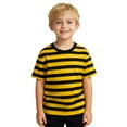 thumbnail image 1 of YMNXA Big Kids Girls Boys Top Striped Print Short Sleeve Crew Neck Casual Comfortable Fashion Tee For Daily Wear Yellow 2-3 Years, 1 of 3