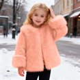 thumbnail image 1 of YMNXA Big Kids Girls Fuzzy Coat Long Sleeve Solid Color Warm Soft Thickened Jacket For Cold Weather Daily Wear Light Pink 6-7 Years, 1 of 5
