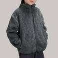 thumbnail image 1 of YMNXA Big Kids Girls Fuzzy Jacket With Pocket Long Sleeve Zip Up Solid Color Soft Warm Coat For Cold Weather Grey 1-2 Years, 1 of 6
