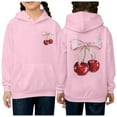 thumbnail image 1 of YMNXA Big Kids Girls Hoodies With Pocket Long Sleeve Cute Cherry Print Soft Comfortable Sweatshirt For Daily Wear Pink 11-12 Years, 1 of 5
