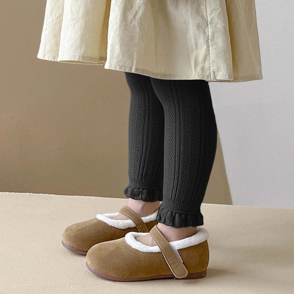 YMNXA Big Kids Girls Leggings Solid Color Ribbed Comfortable Stretch Soft Pants For Casual Daily Wear Black 1-3 Years