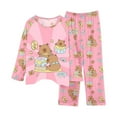 thumbnail image 1 of YMNXA Big Kids Girls Pajama Sets Cute Animal Print Long Sleeve Tops And Pants Soft Comfortable Outfit Loungewear For Indoor Outdoor Wear Light Pink 2-3 Years, 1 of 2