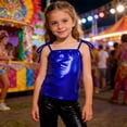 thumbnail image 1 of YMNXA Big Kids Girls Tank Top Sleeveless Adjustable Strap Sequined Comfortable Fashion Camis For Carnival Party And Daily Wear Blue 2-3 Years, 1 of 4