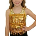 thumbnail image 1 of YMNXA Big Kids Girls Tank Top Sleeveless Round Neck Sparkly Fringe Comfortable Fashion Vest For Party And Performance Gold 14-17 Years, 1 of 5