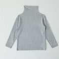 thumbnail image 1 of YMNXA Big Kids Girls Top Long Sleeve Turtleneck Solid Color Comfortable Soft Basic Tee For Casual Daily Wear Grey 6-7 Years, 1 of 3