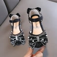 thumbnail image 1 of YMNXA Children Baby Girls Sandals Pearl Rhinestones Shining Soft Sole Flat Sole Non Closed Toe Comfortable Fashion Performance Dance Shoes For Party Wedding,Black,6-12 Months, 1 of 4