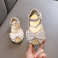 thumbnail image 1 of YMNXA Children Baby Girls Sandals Soft Sole Non Slip Closed Toe Cute Sequin Bow Decoration Hook Loop Comfortable Fashion Shoes For Wedding Birthday Party,Gold,7-7.5 Years, 1 of 8
