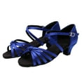 thumbnail image 1 of YMNXA Children Girls Sandals Soft Sole Non Open Toe Fashionable Comfortable Latin Dance Shoes For Stage Performance,Blue,8.5-9 Years, 1 of 9