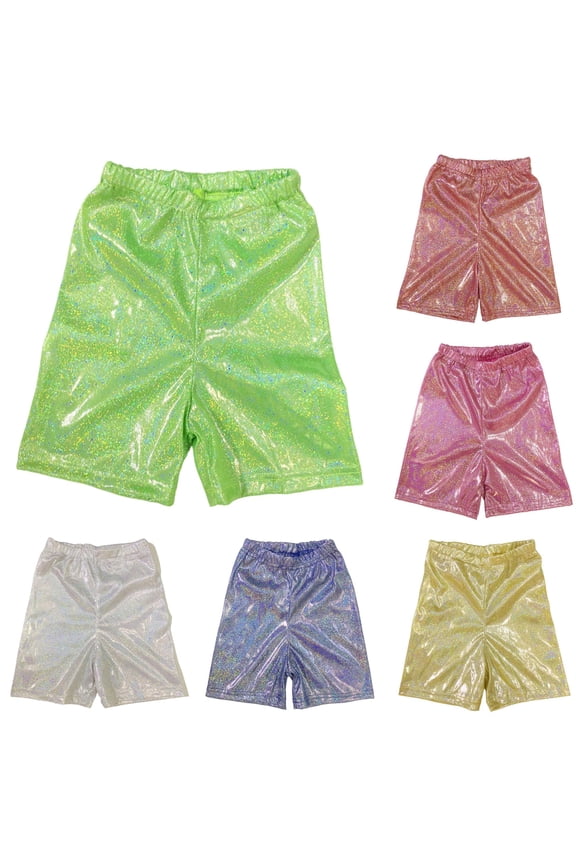 Children Kids Boys Casual Shorts Elastic Waist Stretch Sequin Leggings Breathable Comfortable Shorts For Daily Wear,Green,6-7 Years