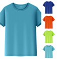 thumbnail image 1 of YMNXA Children Kids Boys Girls T-Shirt Crew Neck Short Sleeve Solid Color Casual Lightweight Comfortable Summer Top For Daily Wear,Sky Blue,5-6 Years, 1 of 8