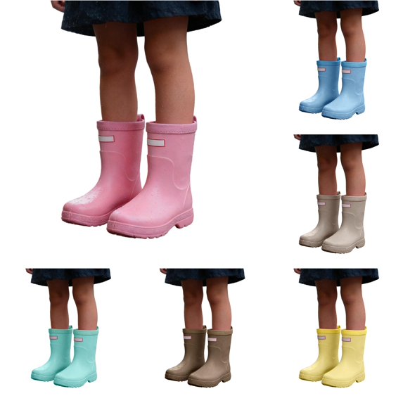YMNXA Children Kids Girls Boys Rain Boots Non Slip Flat Sole Solid Color Waterproof Lightweight Rain Shoes For Outdoor Activities,Red,9.5-10 Years