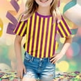 thumbnail image 1 of YMNXA Childrens Girls Boys T Shirt Short Sleeve Round Neck Carnival Stripe Print Festive Comfortable Tee Top For Casual Daily Wear,Yellow,14-15 Years, 1 of 4