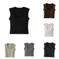 thumbnail image 1 of YMNXA Childrens Girls Tank Top Sleeveless Square Neck Solid Color Summer Fashion Basic Ribbed Knit Comfortable Crop Top For Daily Wear,Black,13 years, 1 of 4