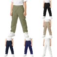 thumbnail image 1 of YMNXA Kids Boys Cargo Pants With Multiple Pockets High Waist Solid Color Straight Leg Lightweight Breathable Trousers For Daily Wear,Army Green,15-16 Years, 1 of 7