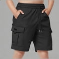 thumbnail image 1 of YMNXA Kids Boys Cargo Shorts Drawstring Elastic Waist Solid Color Comfortable Fashion Knee Length Shorts With Multiple Pockets For Daily Wear,Black,7-8 Years, 1 of 7