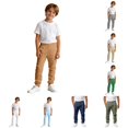 thumbnail image 1 of YMNXA Kids Boys Casual Pants Elastic Waist Drawstring Solid Color Comfortable Lightweight Trousers For Daily Wear And School,Khaki,7-8 Years, 1 of 6