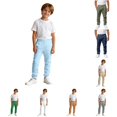 thumbnail image 1 of YMNXA Kids Boys Casual Pants Elastic Waist Drawstring Solid Color Comfortable Lightweight Trousers For Daily Wear And School,Light Blue,11-12 Years, 1 of 6