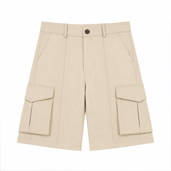 YMNXA Kids Boys Girls Cargo Shorts Button Elastic Waist Solid Color Wide Leg School Uniforms Stretch Shorts With Pockets For Everyday Wear,Khaki,9-10 Years