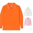 thumbnail image 1 of YMNXA Kids Boys Girls Polo Shirt Long Sleeve Lapel Solid Color Button Summer Fashion Breathable Tops T Shirt For Casual Daily Wear,Orange,4-5 Years, 1 of 3