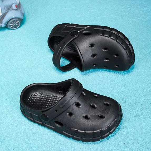 YMNXA Kids Boys Girls Summer Sandals Soft Sole Non Closed Toe Solid Color Lightweight Breathable Comfortable Shoes Footwear For Outdoor Activities Beach,Black,2-3 Years