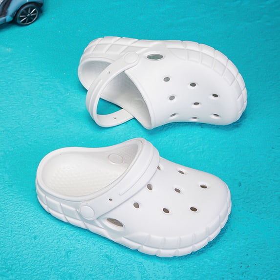 YMNXA Kids Boys Girls Summer Sandals Soft Sole Non Closed Toe Solid Color Lightweight Breathable Comfortable Shoes Footwear For Outdoor Activities Beach,White,7-8 Years