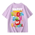 thumbnail image 1 of YMNXA Kids Boys Girls T Shirt Short Sleeve Crew Neck Back To School Graphic Print Soft Comfortable Tee Top For Casual Daily Wear,Light Purple,5-6 Years, 1 of 2