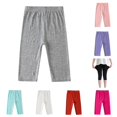 thumbnail image 1 of YMNXA Kids Girls Capri Leggings Elastic Waist Solid Color Ankle Length Comfortable Slim Fit Stretchy Running Yoga Pants For Daily Wear,Grey,4-5 Years, 1 of 6