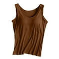 thumbnail image 1 of YMNXA Ladies Tank Top Built In Bras Round Neck Sleeveless Solid Color Loose Fit Comfortable Fashion Yoga Top For Sport Fitness Athletic,Bronze,Xl, 1 of 3