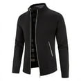 thumbnail image 1 of YMNXA Men'S Casual Cardigan With Pockets Long Sleeve Stand Collar Solid Color Zip Up Plush Thickened Warm Knitted Sweaters For Daily Wear Black L, 1 of 4