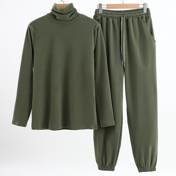 YMNXA Men'S Pajama Set Long Sleeve Turtleneck Solid Color Top And Pant Comfortable Soft Loungewear Outfits For Daily Wear Gn2 Xxxl/06