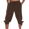 thumbnail image 1 of YMNXA Men's Casual Pants Drawstring Elastic Waist Solid Color Straight Leg Breathable Lightweight Knee Length Trousers With Pockets For Daily Wear,Brown,Xl, 1 of 3