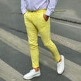 thumbnail image 1 of YMNXA Mens Casual Pants High Waist Solid Color Straight Leg Comfortable Fashion Trousers With Pockets For Daily Wear,Yellow,Xl, 1 of 8